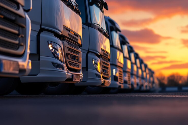 Moving Truck Rental – One Way or Round Trip 4 trucks are prepared ready transport dawn beautiful sunrise 548264 78995